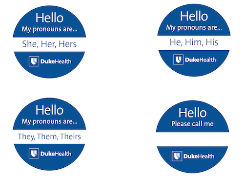 Duke pronoun badges