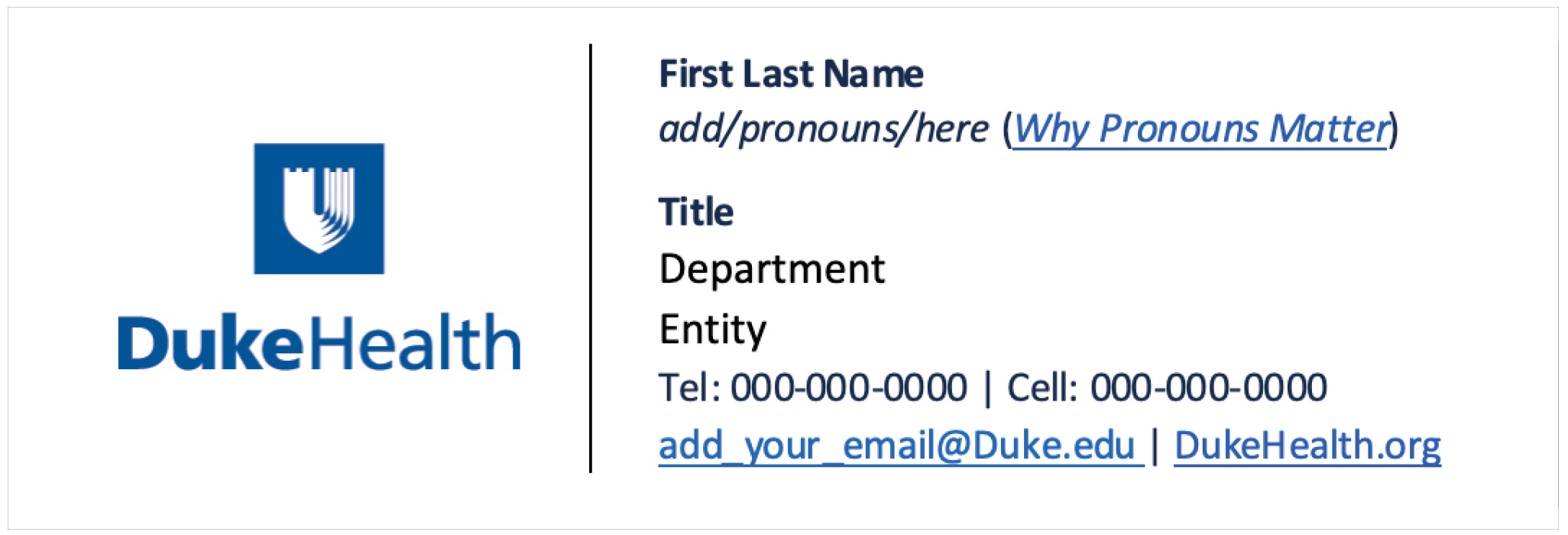 Approved Duke Health Email Signature
