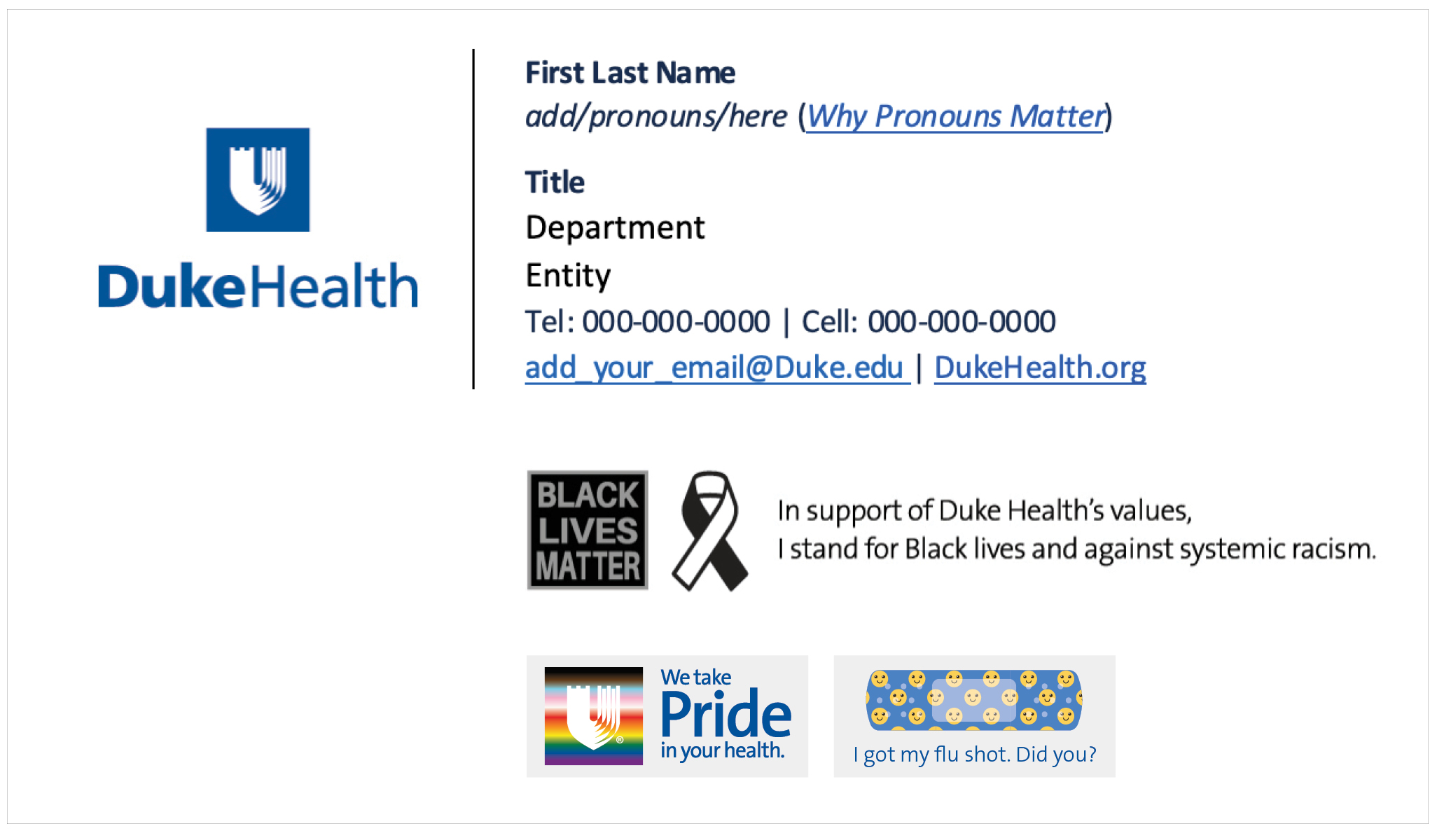Approved Duke Health Email Signature