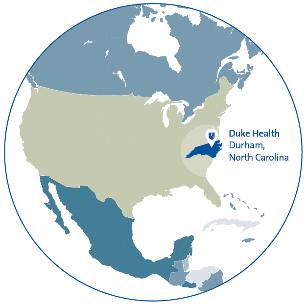 Map of North America, highlighting North Carolina