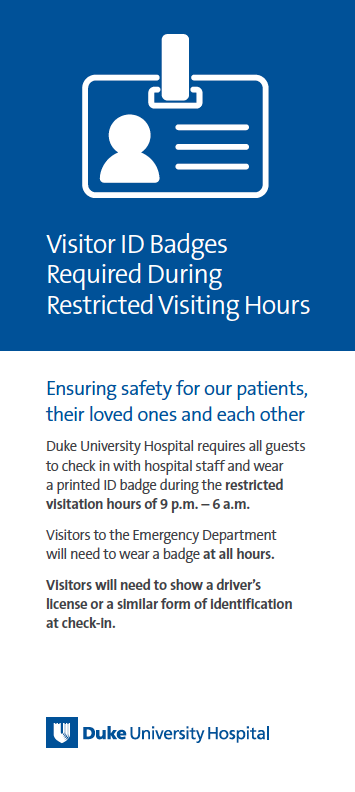 Duke Health Safety card