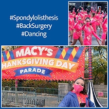 Dancer at Thanksgiving Day Parade After Back Surgery