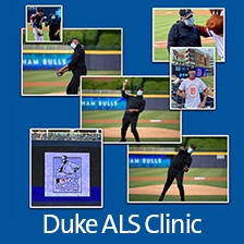 Montage of photos from ALS Lou Gehric Day at Durham Bulls Baseball