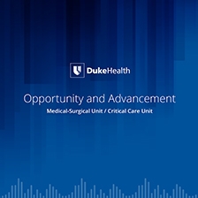 Blue slide with Duke Health logo and opportunity and advancement