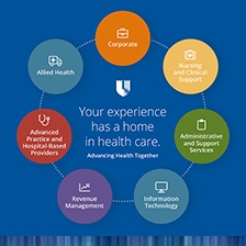 Graphic of circles with Duke Health's 7 career areas 