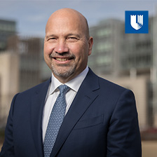 Dr. Craig Albanese CEO in front of Duke Medical Pavilion