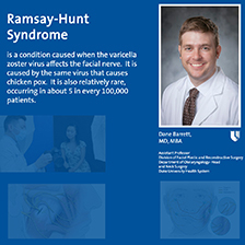 Images of patients and graphics of condition and Dr. Dane Barrett