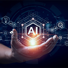 Hand holding image of AI hexigram over starburst image