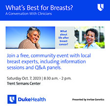 Flyer for the What's Best for Breasts event