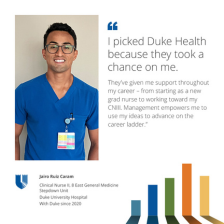 Jairo smiling in glasses with blue scrubs. 