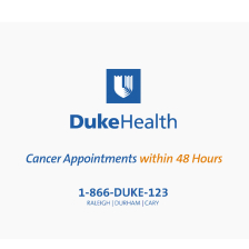 Duke Health logo - cancer appointments within 48 hours 1-866-DUKE-123