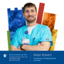 Robert Henderson in front of a colorful background