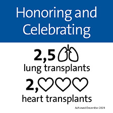Honoring and celebrating 2500 lung transplants and 2000 heart transplants