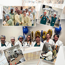 Montage of colleagues working with surgical robots