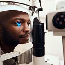person getting their eye pressure examined