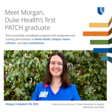 Morgan smiling in blue scrubs. 