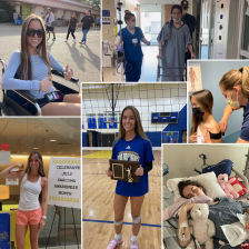 Photo montage of Addison Rowan during cancer treatment and recovery