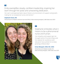 Emily and Stephanie smile together in an outdoor setting. 