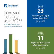 Graphic with hiring event dates for RTs on January 23 and for RNs on February 11.