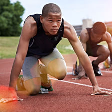 a man lines up to start a race