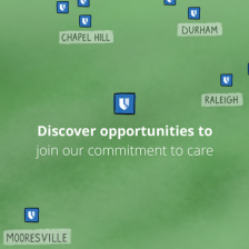 Graphic with cities in North Carolina and Duke Health logos showing locations.
