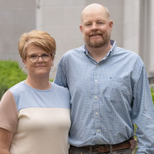 Melissa and Dustin stand together after the transplant