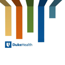 Duke Health logo with colorful ribbons above it.