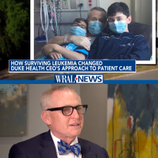 Family photo with Dr. David Zaas and photo of Dr. David Zaas from interview on WRAL