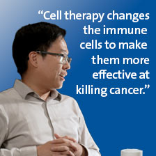 Dr. Lin is looking to the side with a quote